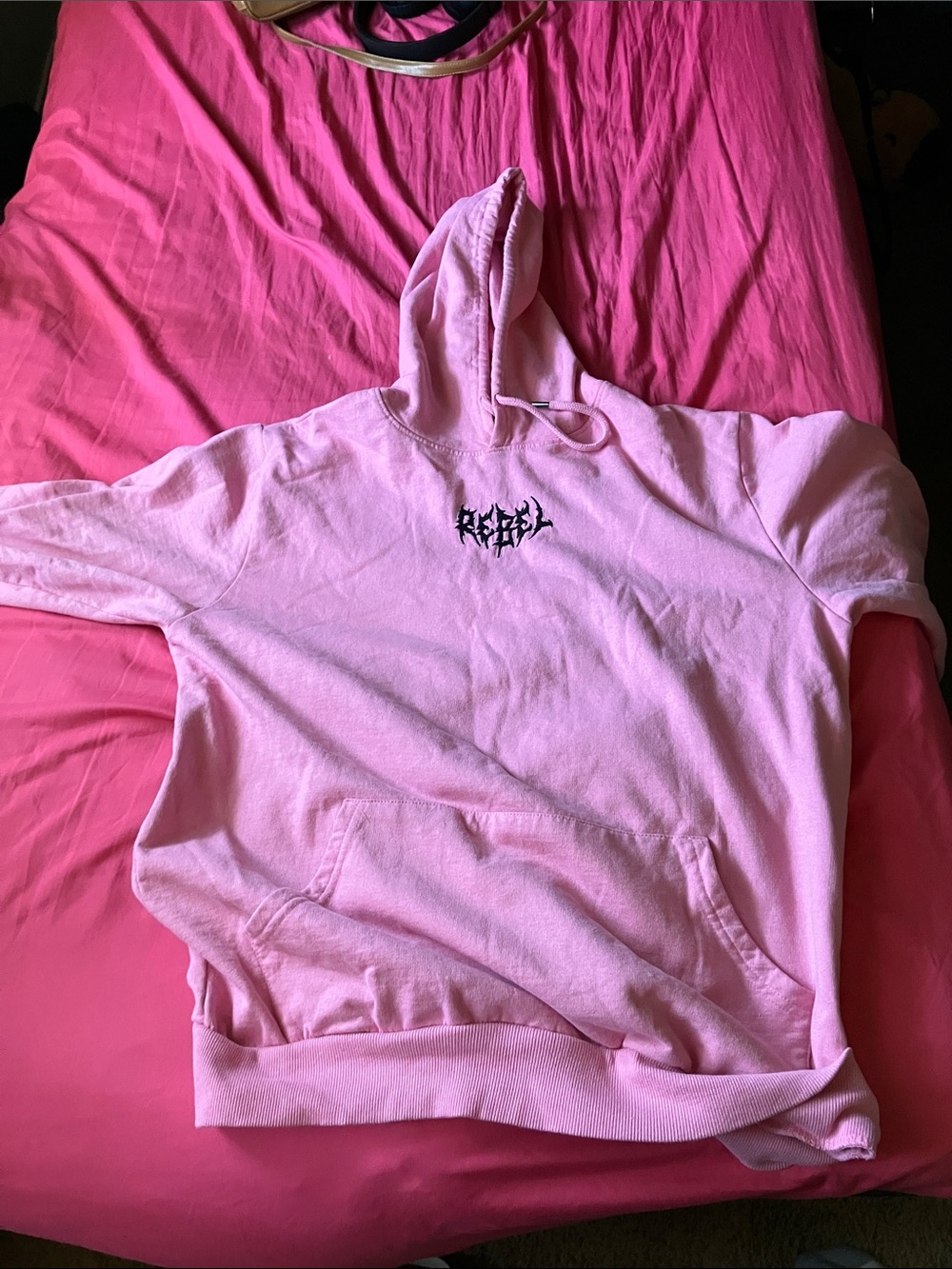 rebels Pink Pullover Hoodie with Black Label